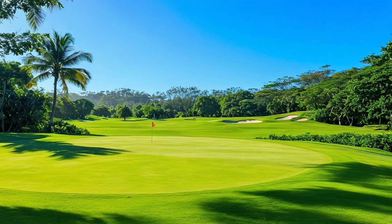 A well-maintained golf course in the Dominican Republic during sunny months.