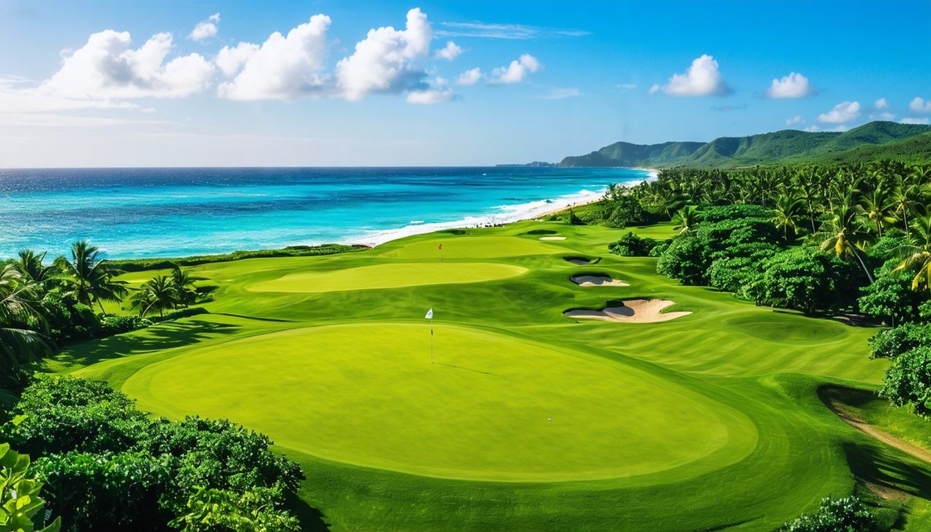 A scenic golf course on the coast of the Dominican Republic.