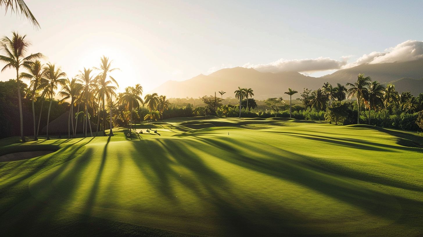 A serene golf course in the Dominican Republic with lush green fairways.