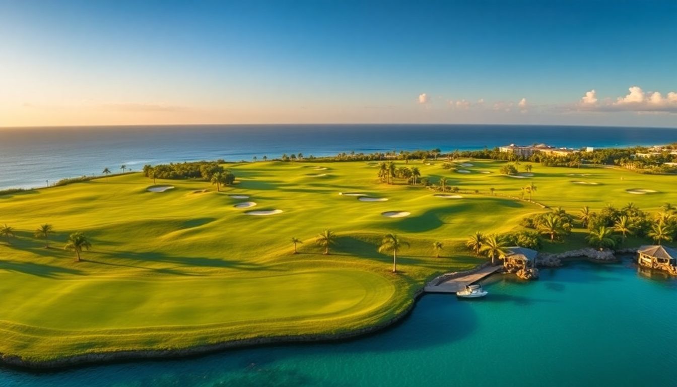 A panoramic photo of the golf courses at Casa de Campo Resort & Villas.