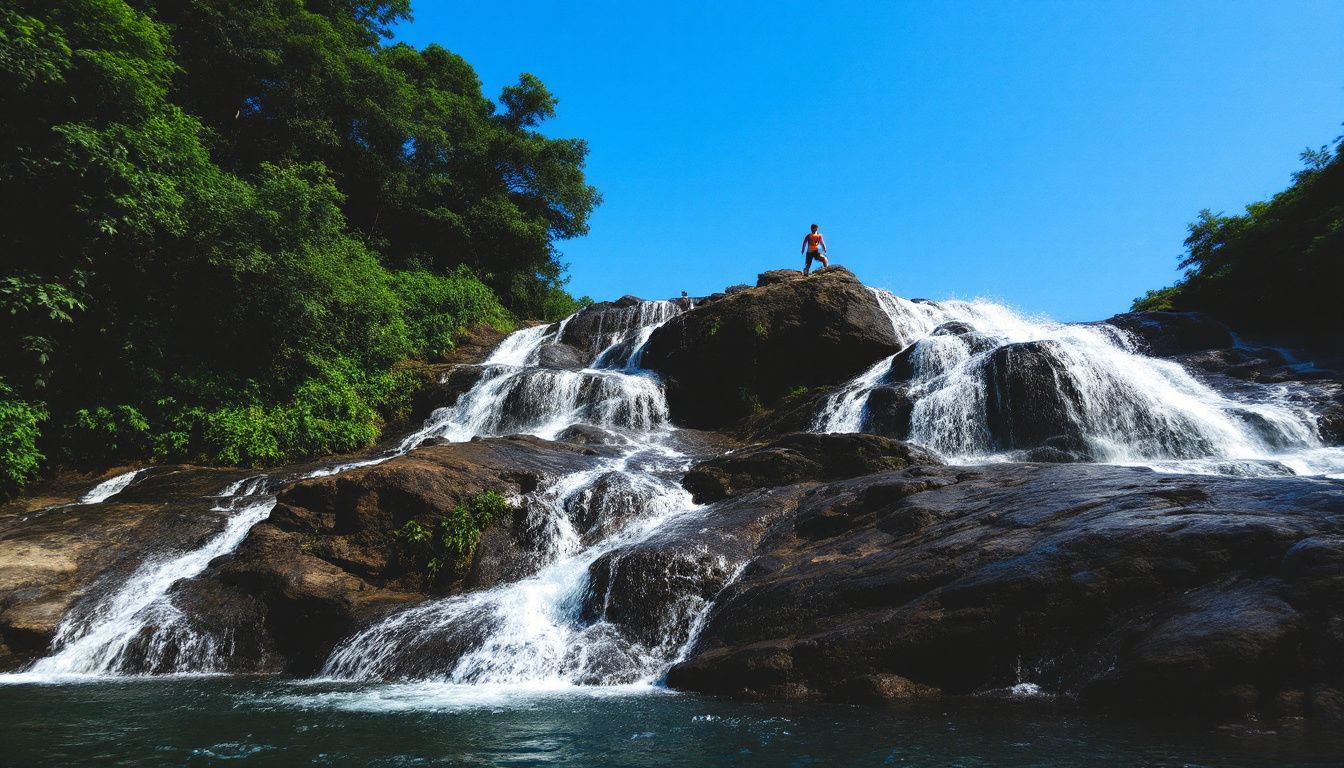 A vibrant photo of El Limón Waterfall during the dry season.