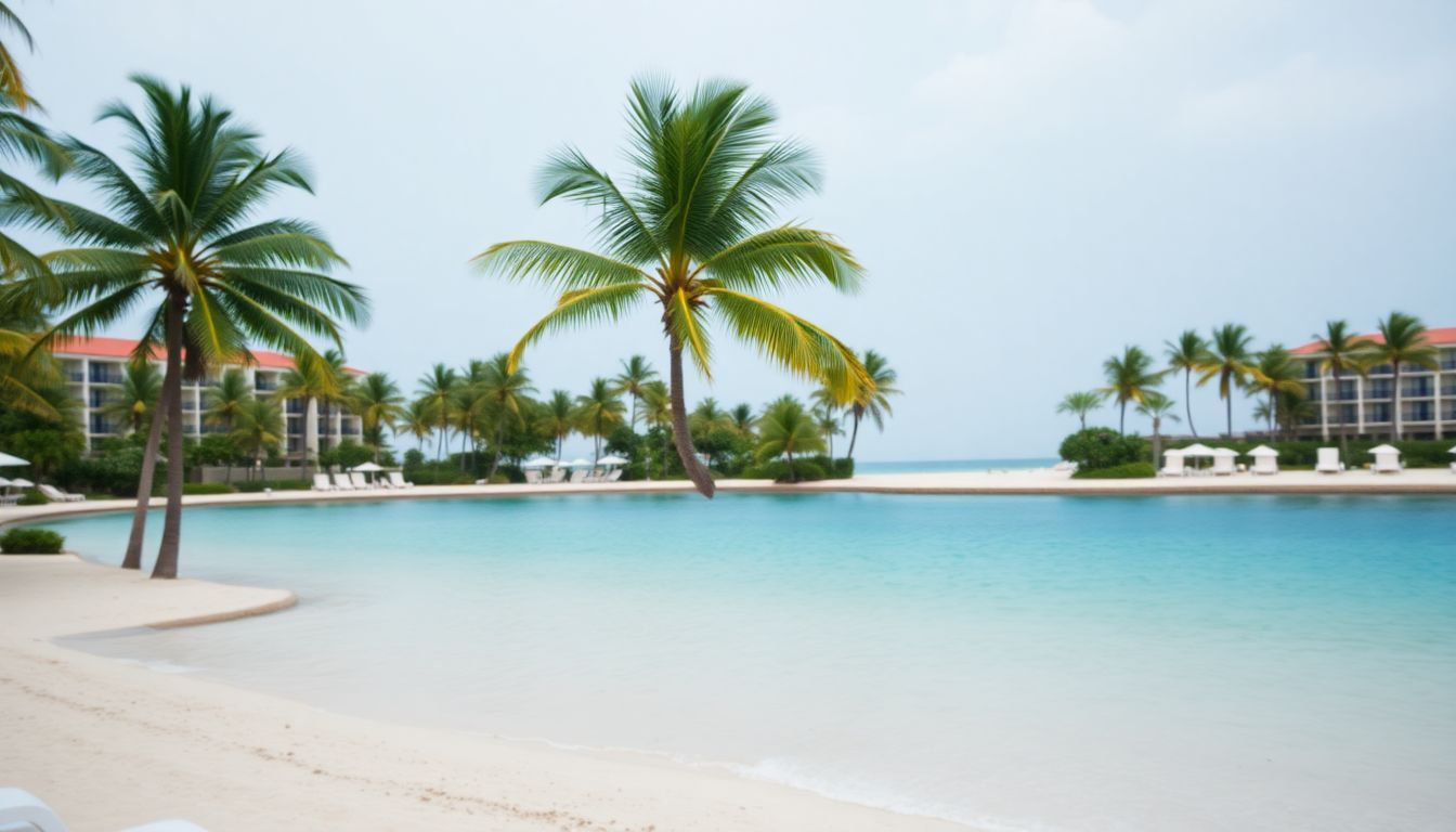 A serene beachfront at a luxury resort in the Dominican Republic.