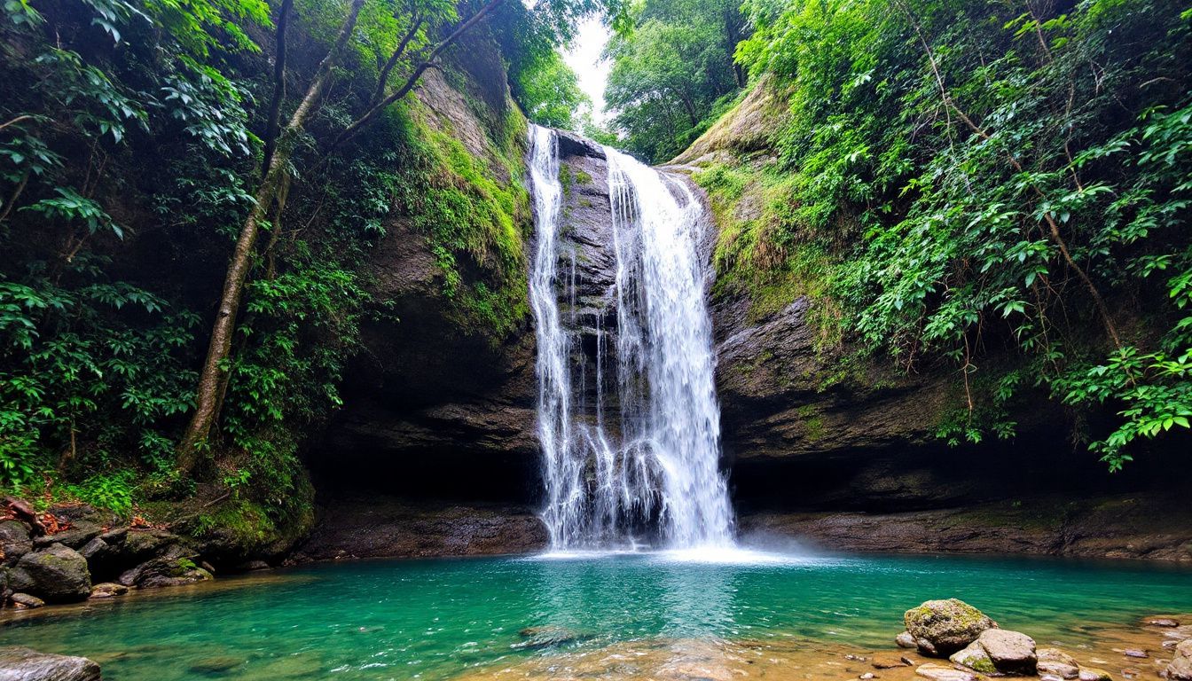 A picturesque photo of El Limón Waterfall with lush greenery.