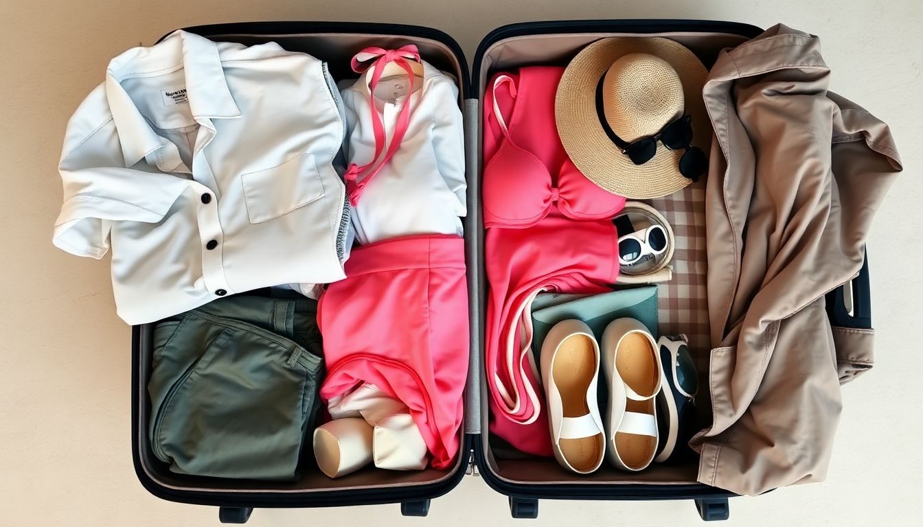 Neatly packed suitcase with essential clothing items for a Punta Cana vacation.