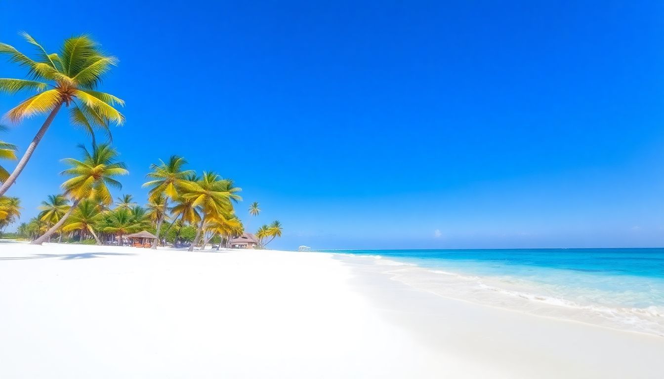 A deserted white sand beach in Punta Cana with turquoise waters.