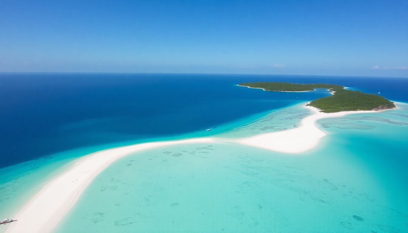 Aerial view of Saona Island's pristine beaches and turquoise waters.