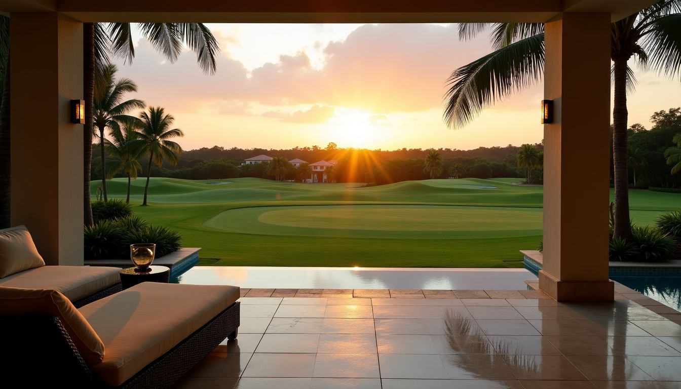 A private villa at Casa de Campo overlooks a lush golf course.