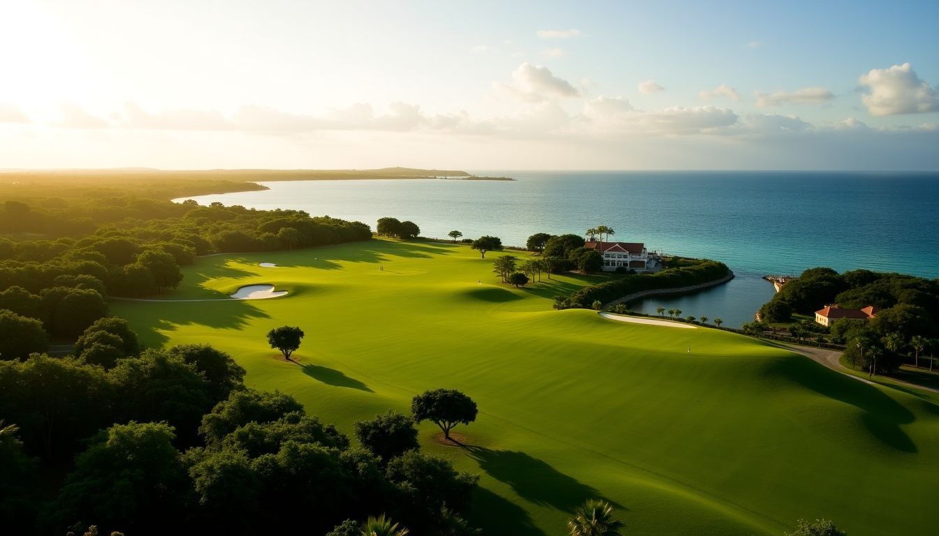 The photo shows the serene Teeth of the Dog golf course at Casa de Campo.