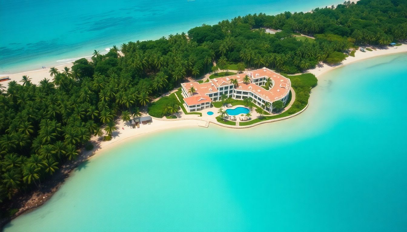 An aerial view of Melia Punta Cana Beach Resort in the 1980s.