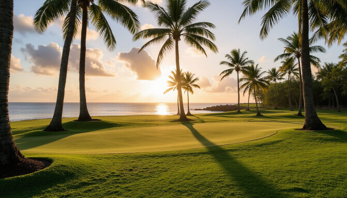 A stunning sunrise over the tranquil Teeth of the Dog golf course. A stunning sunrise over the tranquil Teeth of the Dog golf course.