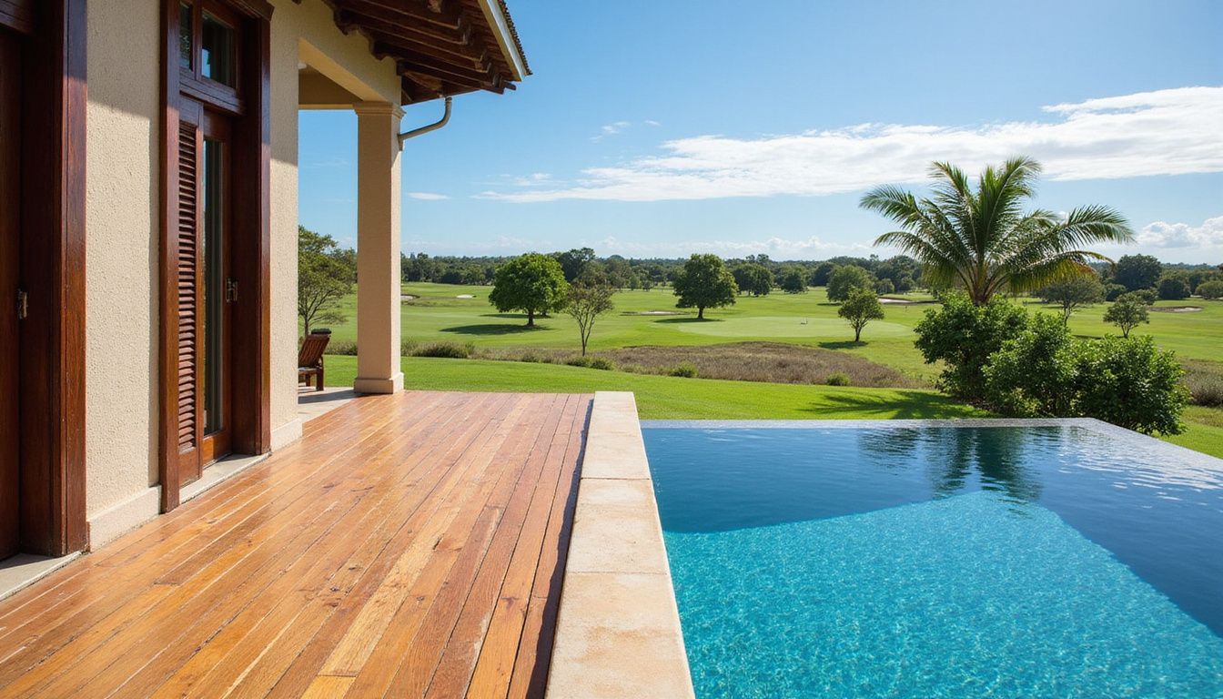 Luxurious villa with infinity pool and manicured golf courses. Luxurious villa with infinity pool and manicured golf courses.
