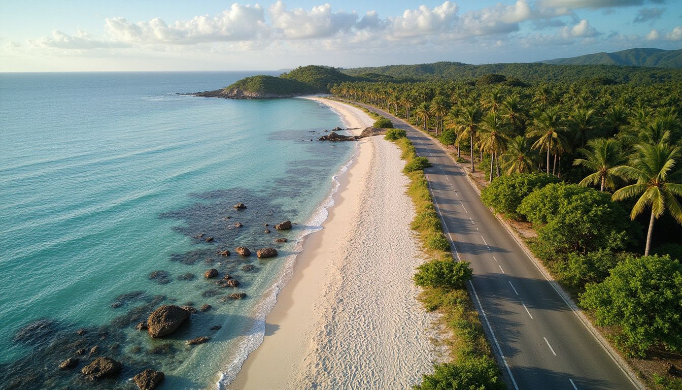 Aerial view of the Dominican Republicâs stunning coastline and beaches. Aerial view of the Dominican Republicâs stunning coastline and beaches.