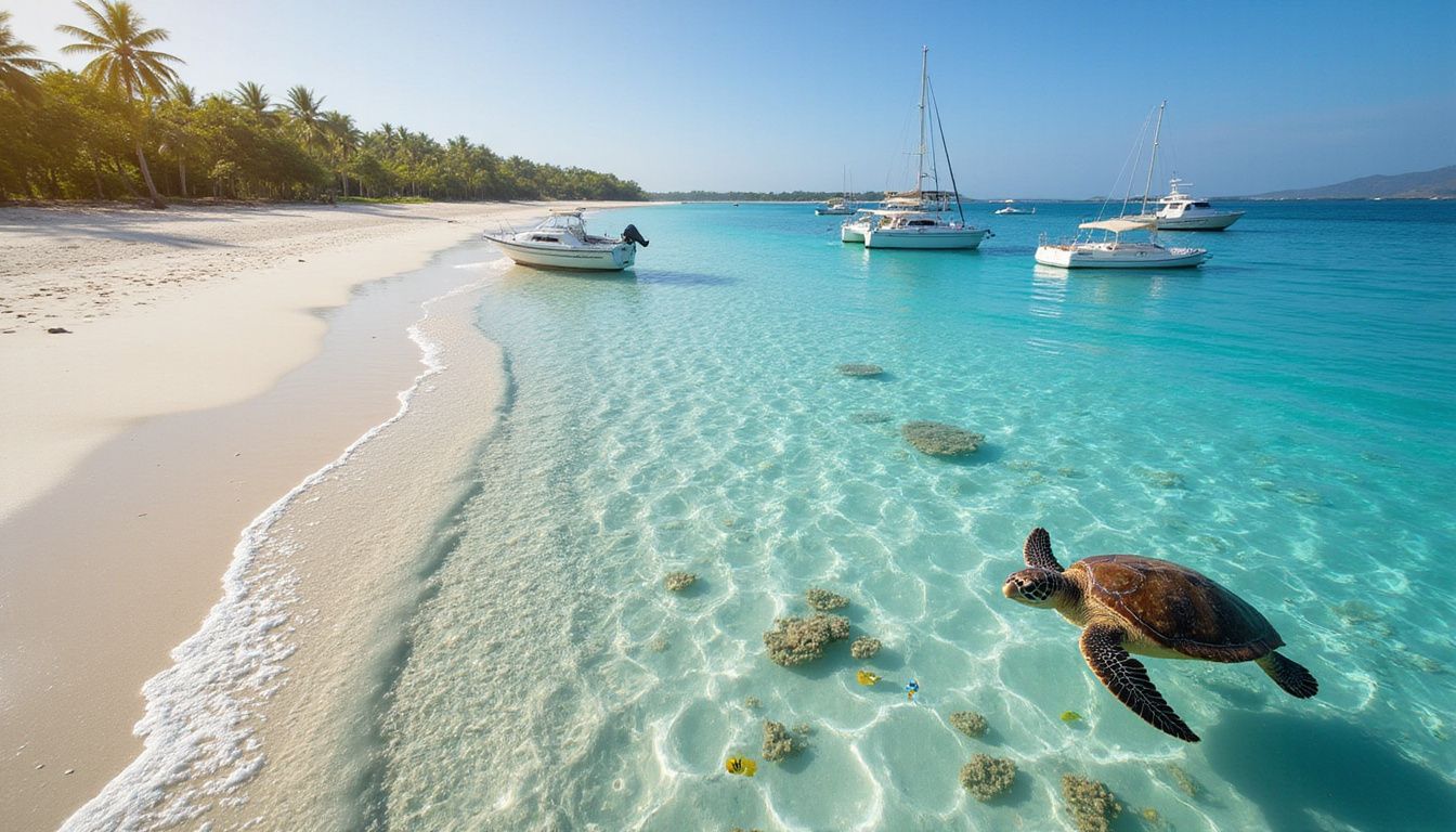 Pristine Saona Island beach with clear waters and vibrant marine life.